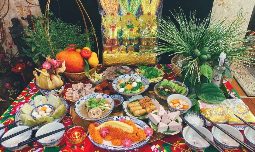 Trình bày mâm cơm ông Táo