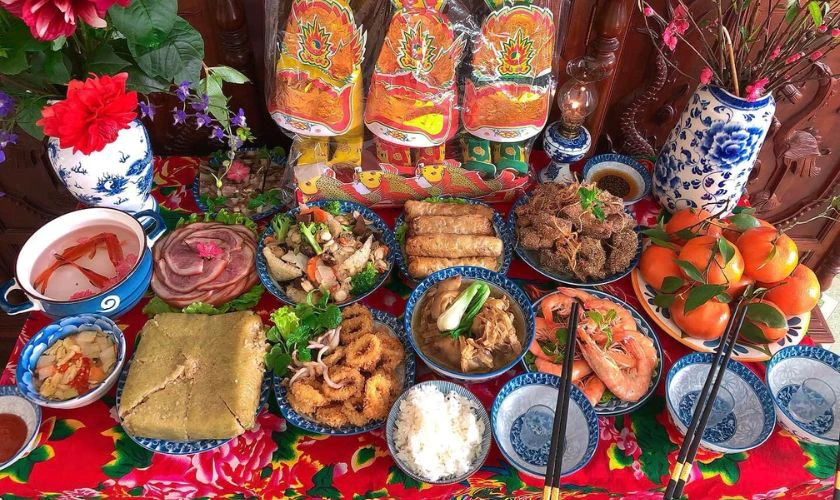 Sắp xếp mâm cơm ông Táo