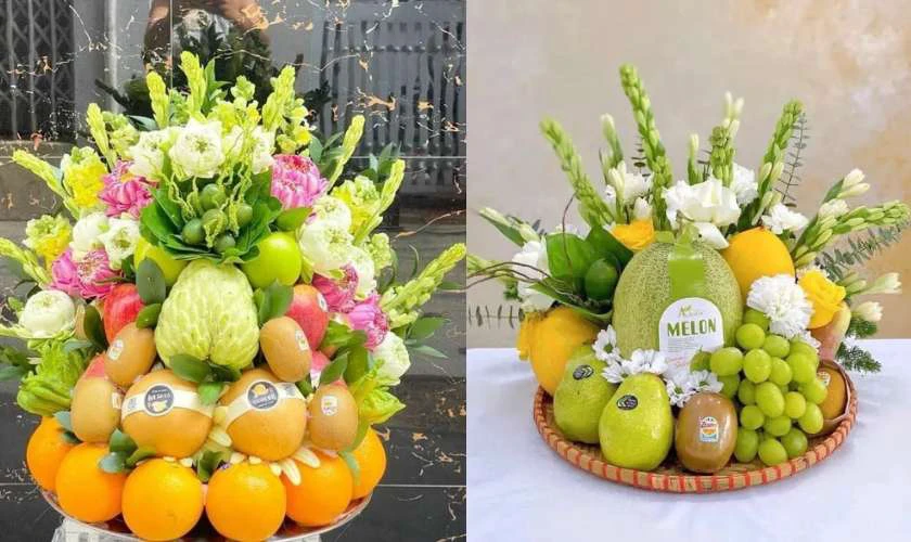 Giỏ trái cây và hoa mừng ngày 10/3