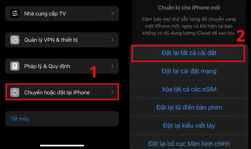 Khôi phục cài đặt gốc để sửa lỗi