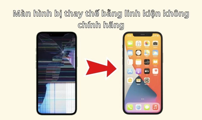 Màn hình bị thay thế bằng linh kiện không chính hãng