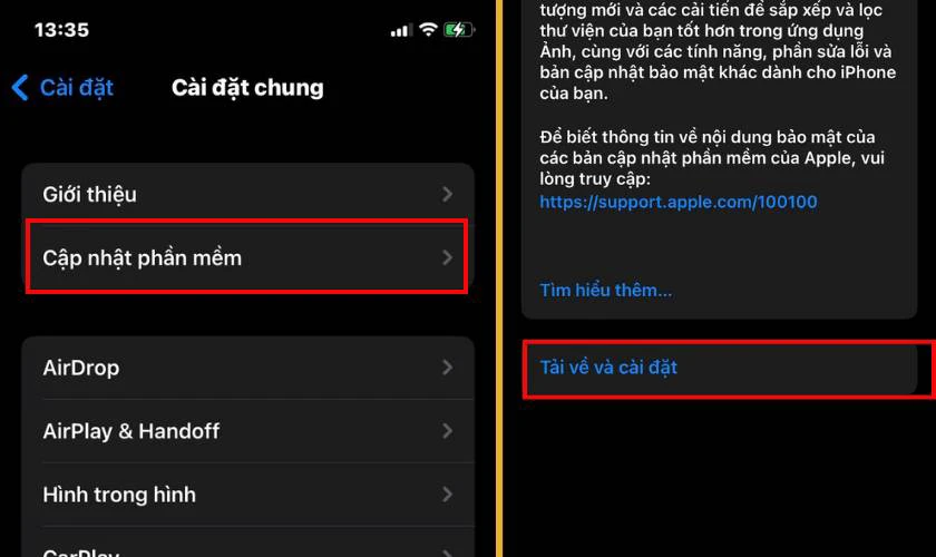 Kế đến bạn hãy chọn mục Cập nhật phần mềm