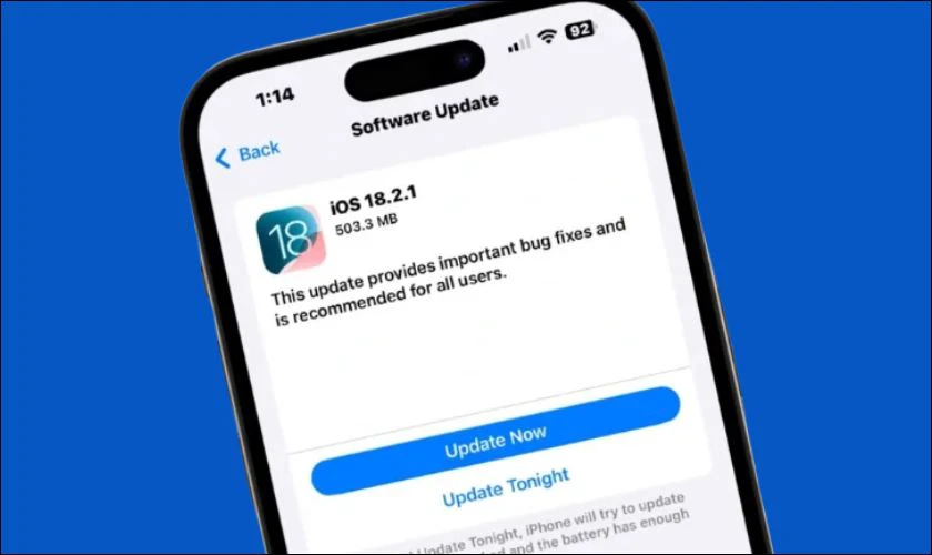 Tải bản iOS mới nhất về máy để update
