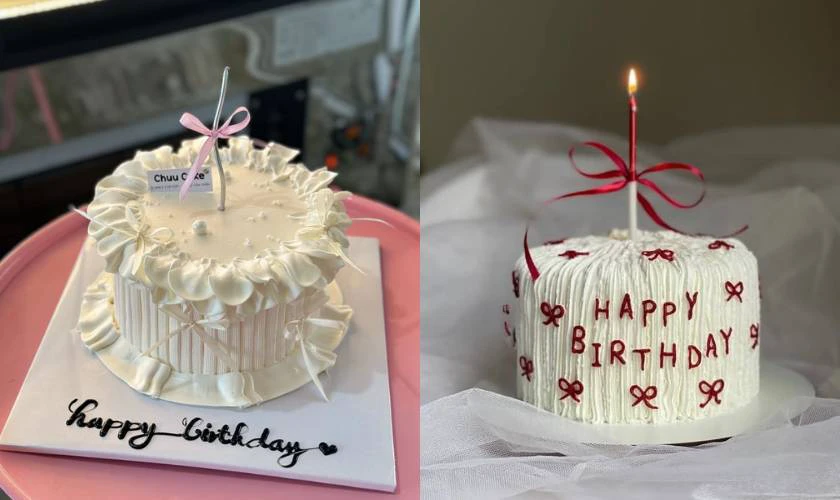 Bánh kem phong cách Coquette ruy băng