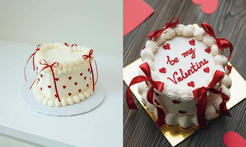 Bánh kem phong cách Coquette ruy băng đẹp