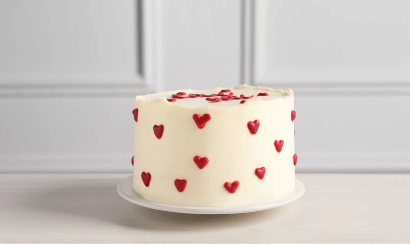 Các mẫu bánh Valentine trắng đơn giản
