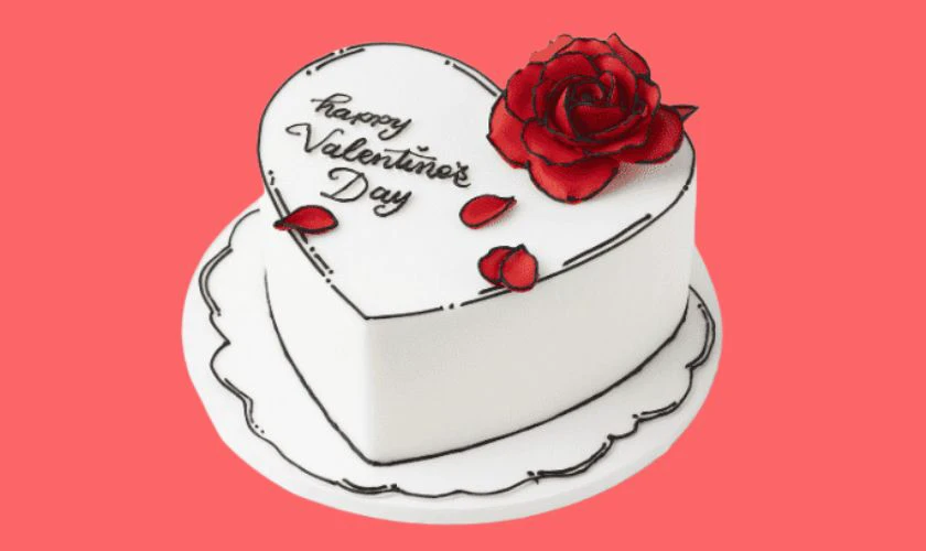 Các mẫu bánh Valentine trắng cute
