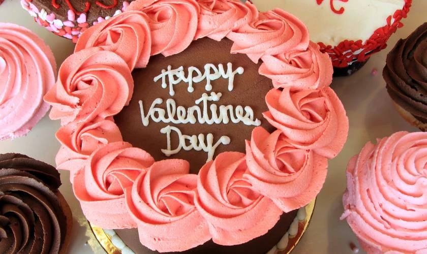 Mẫu bánh kem Valentine trang trí hoa lãng mạn