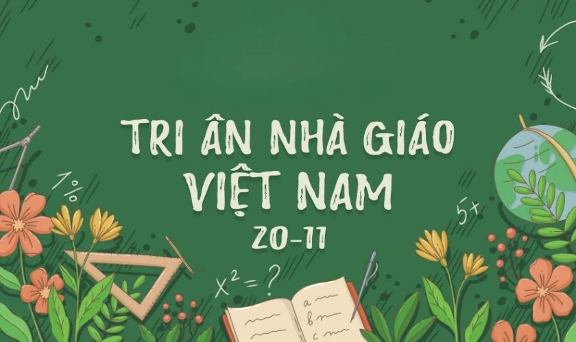 Các mẫu thiệp 20/11 hoạ tiết hoa lá