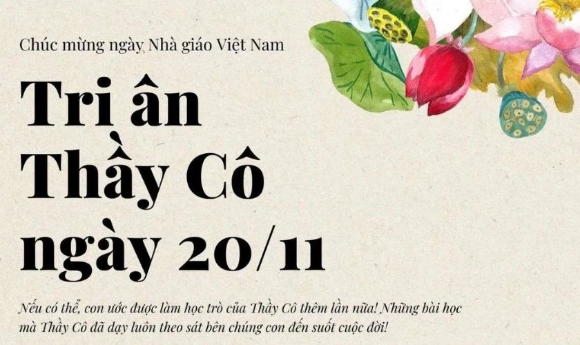 Những mẫu thiệp 20/11 kèm lời chúc có sẵn