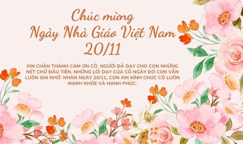 Mẫu thiệp chúc mừng 20/11 kèm lời nhắn