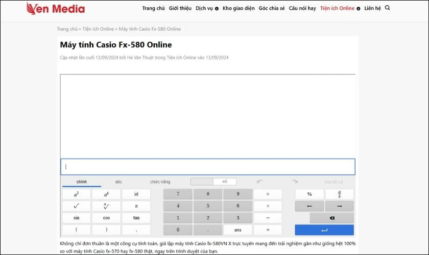 Máy tính Casio Fx-580 Online yenmedia.vn