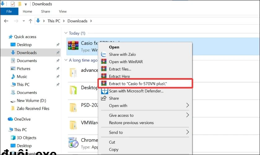 Giải nén file tải về