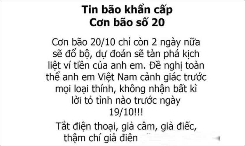 Tin khẩn ngày 20/10 cho hội có bồ