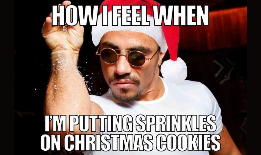 Meme Noel tiếng Anh hài hước với caption vui nhộn