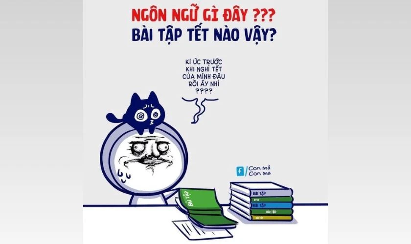 Meme Tết 2026 về học tập, thi cử