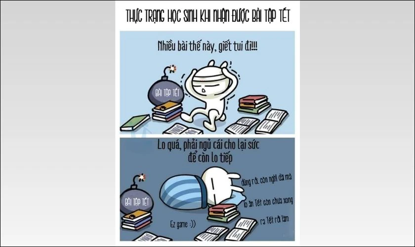 Meme Tết 2026 về tâm trạng học sinh