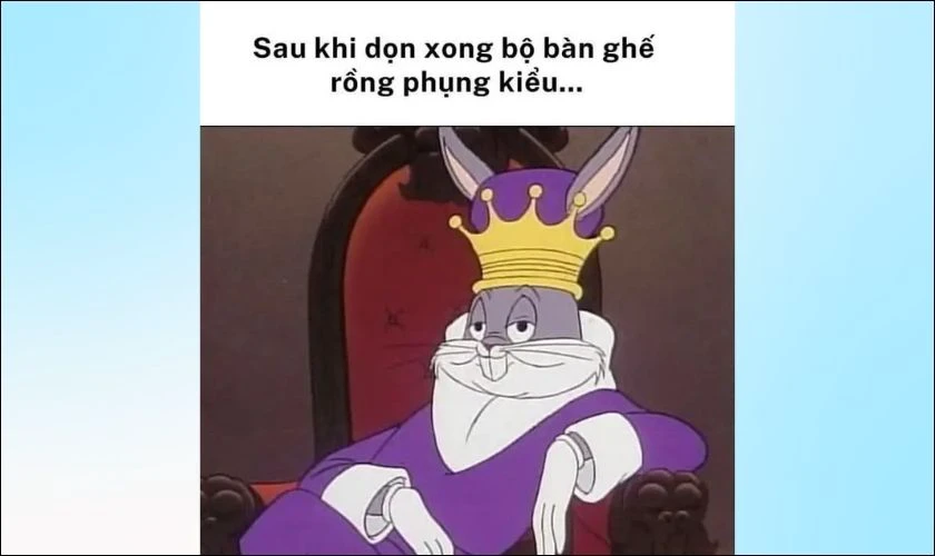 Ảnh Tết Meme dọn bàn ghế ngày Tết cực vui