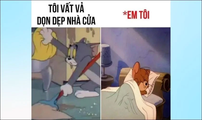 Ảnh Tết Meme dọn nhà ngày Tết hài hước