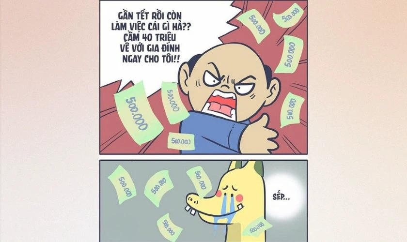 Meme thưởng Tết và tăng lương hài hước