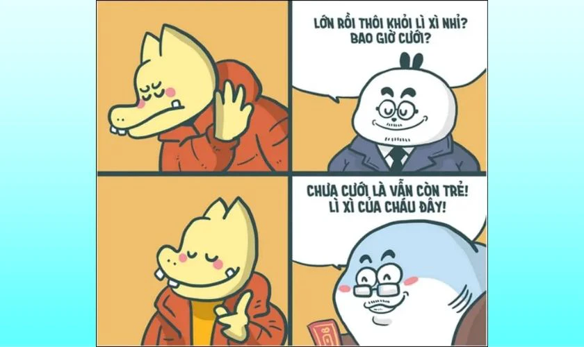 Meme câu hỏi oái oăm ngày Tết