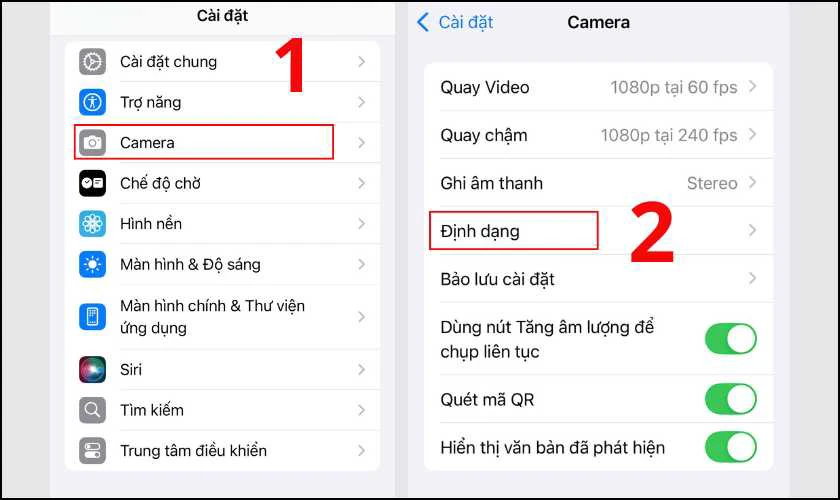 Thay đổi định dạng ảnh lưu trữ