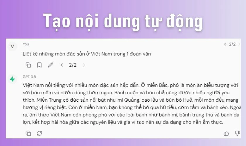 Tạo nội dung tự động dựa trên câu hỏi được thiết lập