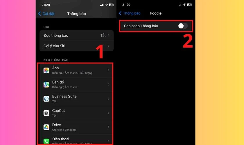 Tắt các thông báo không cần thiết