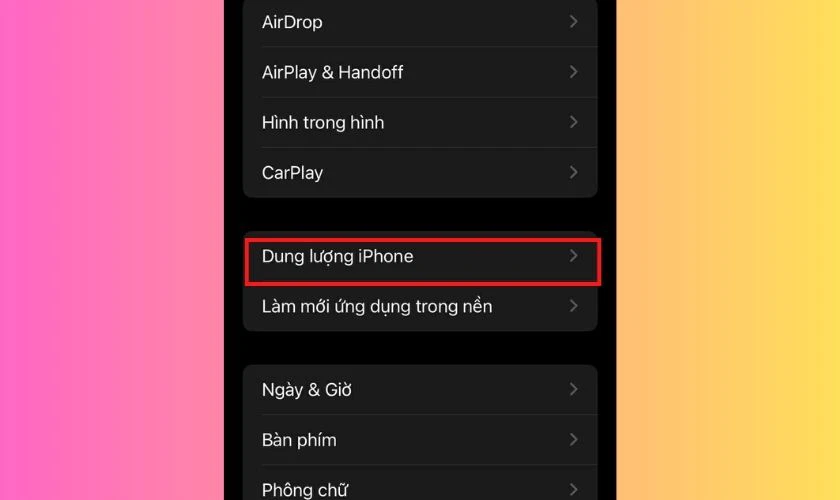 Chọn Dung lượng iPhone