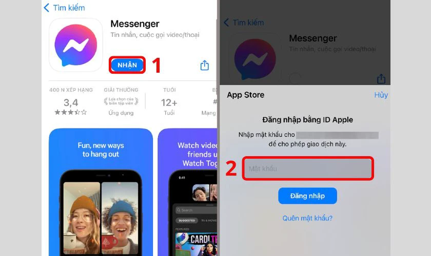 Đăng nhập lại tài khoản Messenger của bạn để sử dụng