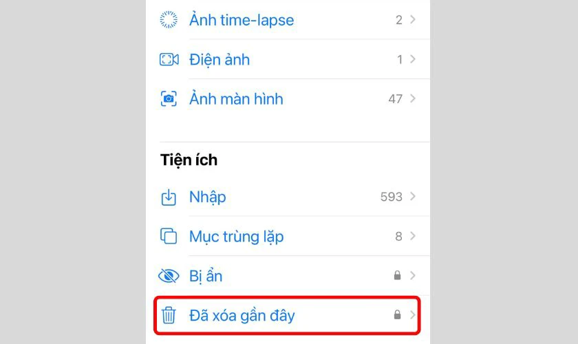 Dọn dẹp ảnh đã xóa gần đây