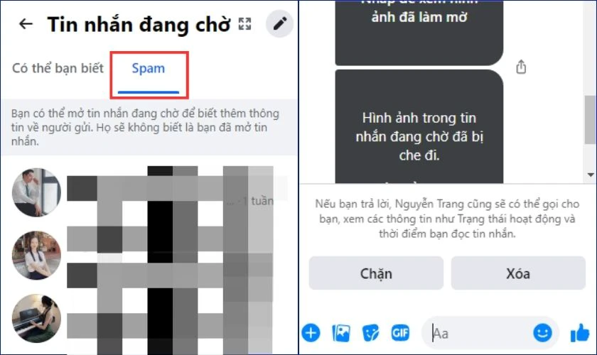 Nhấn chuột vào mục Spam