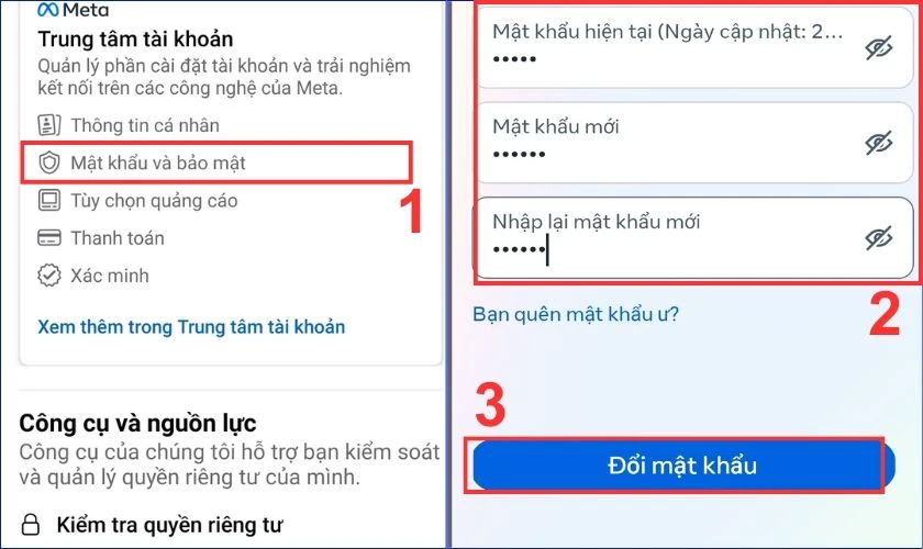 Nhấn vào Đổi mật khẩu để xác nhận lại là xong