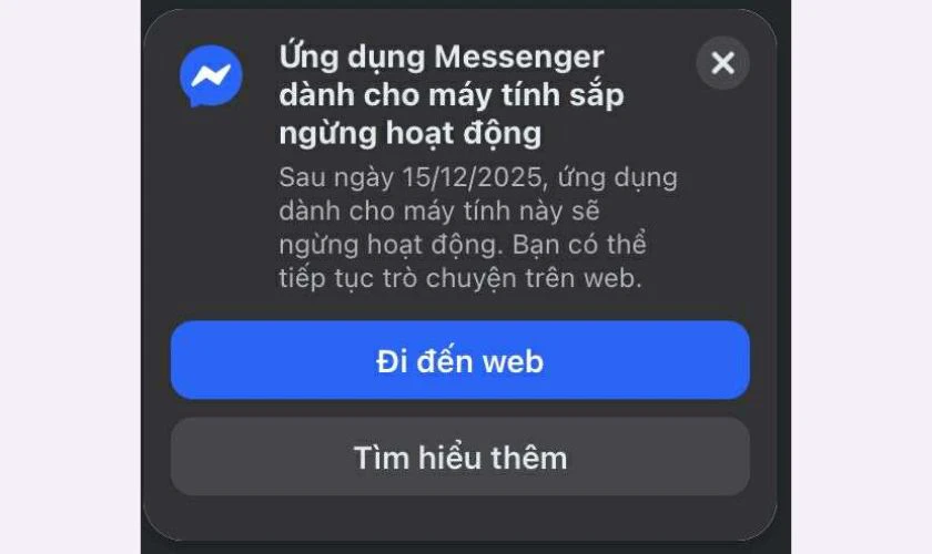 Messenger dừng hoạt động trên máy tính chính thức từ ngày 15/12/2025