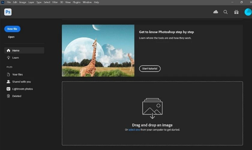 Giao diện của Adobe Photoshop Beta