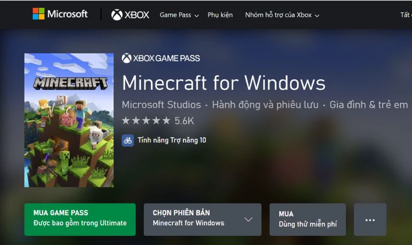 Tải Minecraft trên Microsoft Store