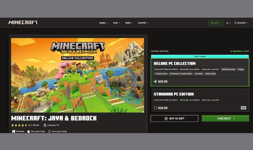 Tải Minecraft từ trang chính thức của game