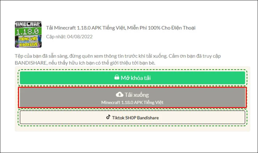 Cách tải Minecraft 1.18.0 APK tiếng Việt Android