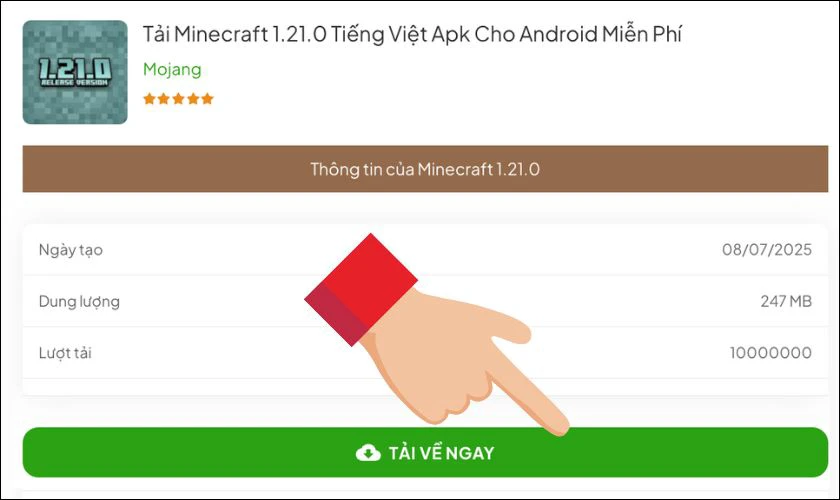 Cách tải Minecraft 1.21.0 APK tiếng Việt miễn phí trên Android