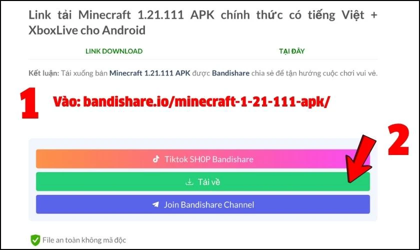 Cách tải Minecraft 1.21.111 APK Tiếng Việt miễn phí trên Android
