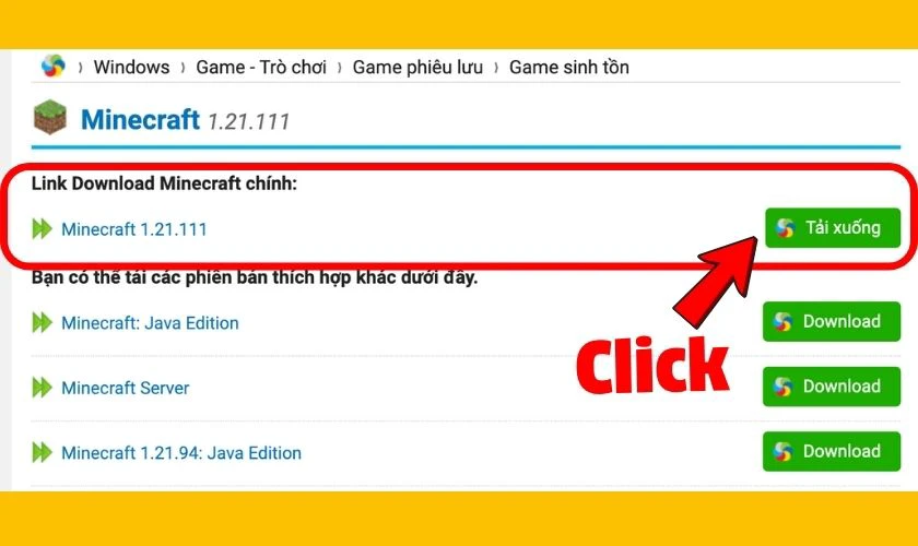 Cách tải Minecraft nhanh