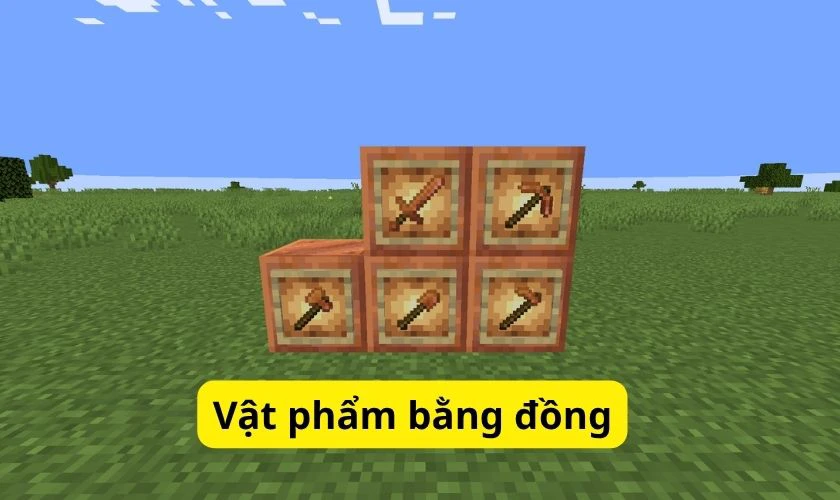 Trong Minecraft 1.21.113 có nhiều công cụ bằng đồng