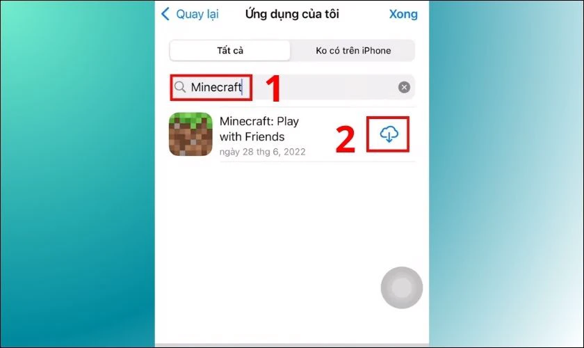 Bấm chọn vào nút Nhận bên cạnh ứng dụng Minecraft