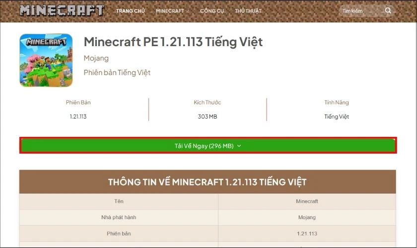 Cách tải Minecraft 1.21.113 trên máy tính