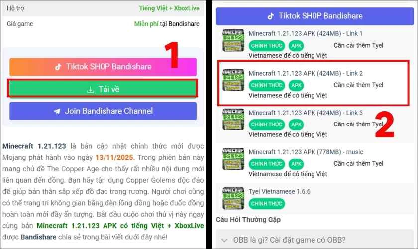 Tải về phiên bản phù hợp