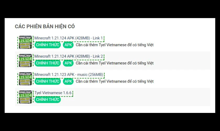 Cách tải Minecraft 1.21.124 APK tiếng Việt miễn phí trên Android
