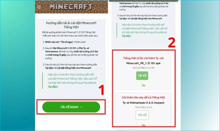 Truy cập vào trang Download