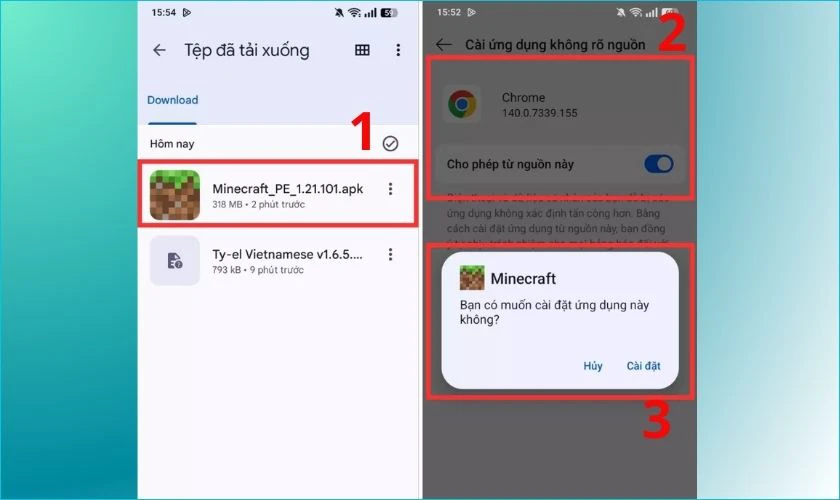Mở file Minecraft 1.21.131 APK