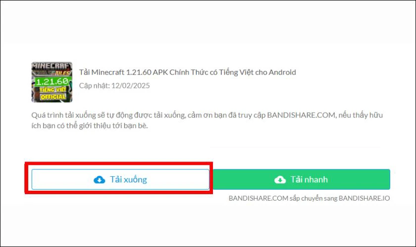 Tìm đúng phiên bản Minecraft 1.21.60 APK Tiếng Việt và tải về máy