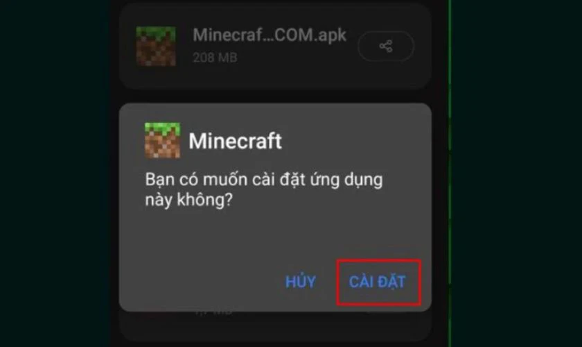 Mở file APK vừa tải và chọn Cài đặt (Install)
